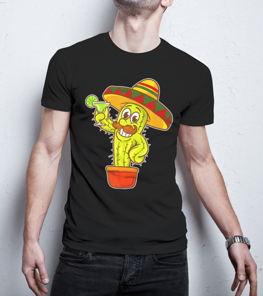 Cinco DE Mayo Cactus Costume Sombrero Margarita T-Shirt