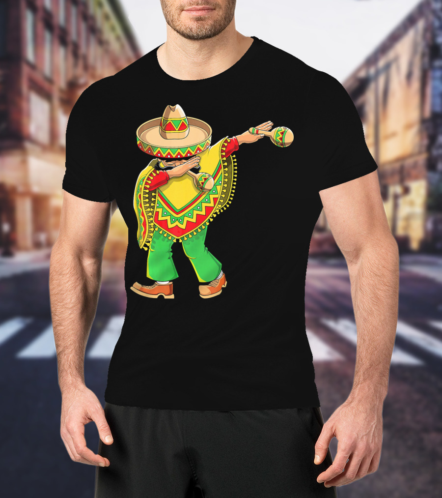 Dabbing Sombrero And Poncho With Maracas Fun T-Shirt