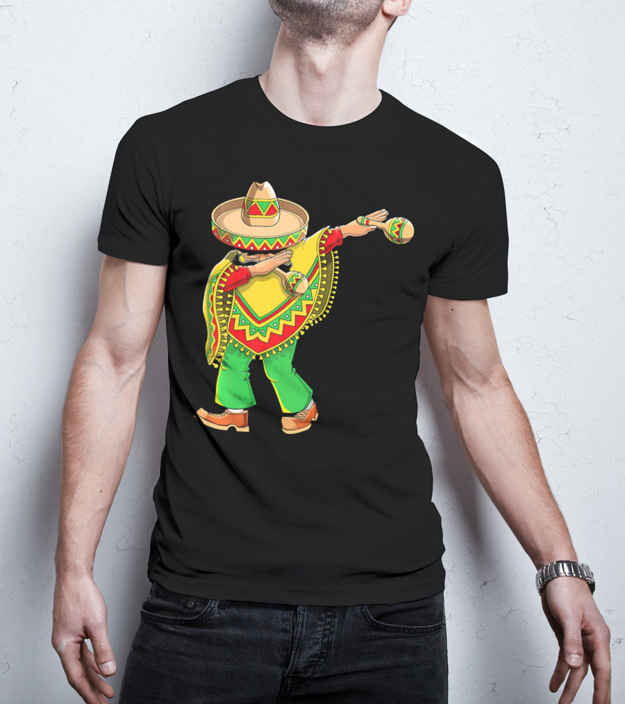 Dabbing Sombrero And Poncho With Maracas Fun T-Shirt