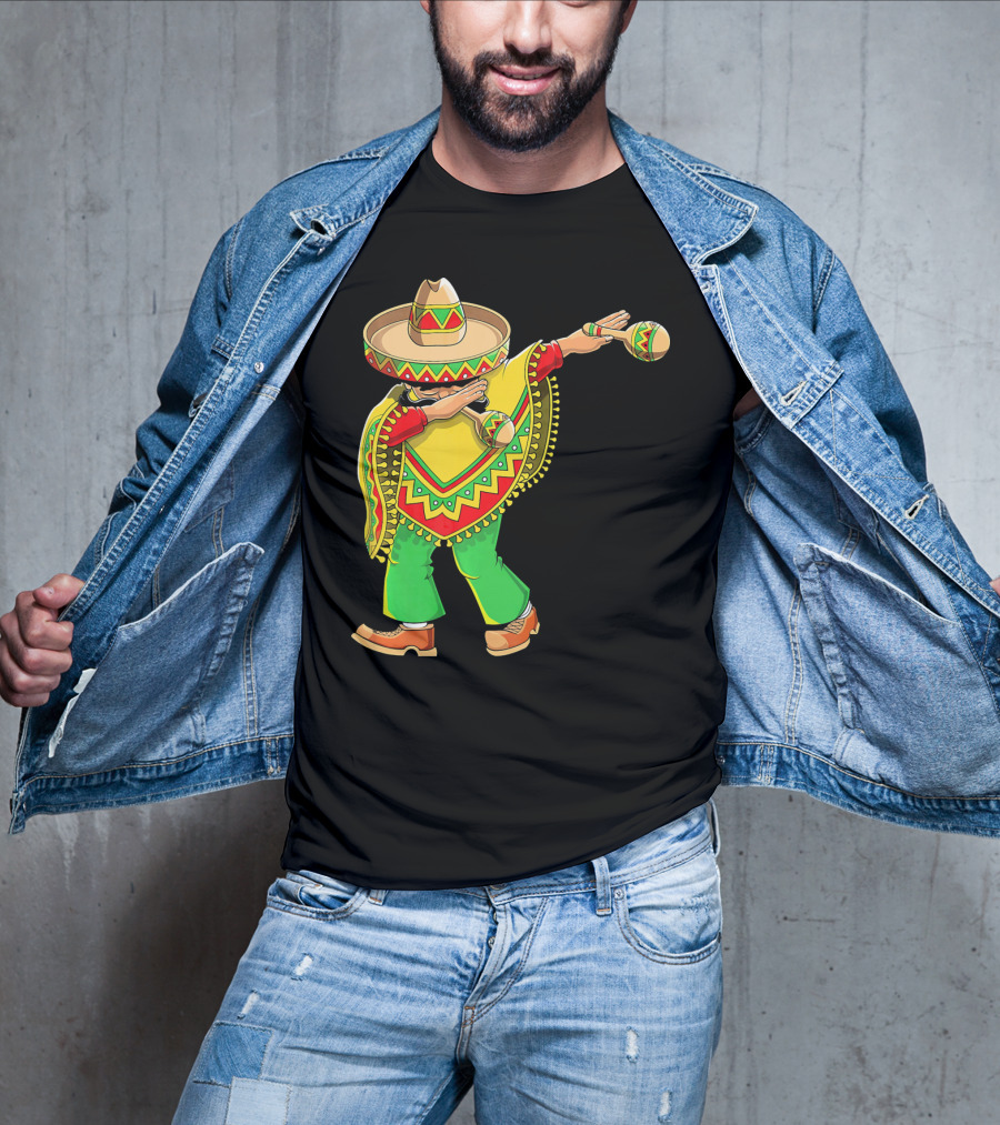 Dabbing Sombrero And Poncho With Maracas Fun T-Shirt