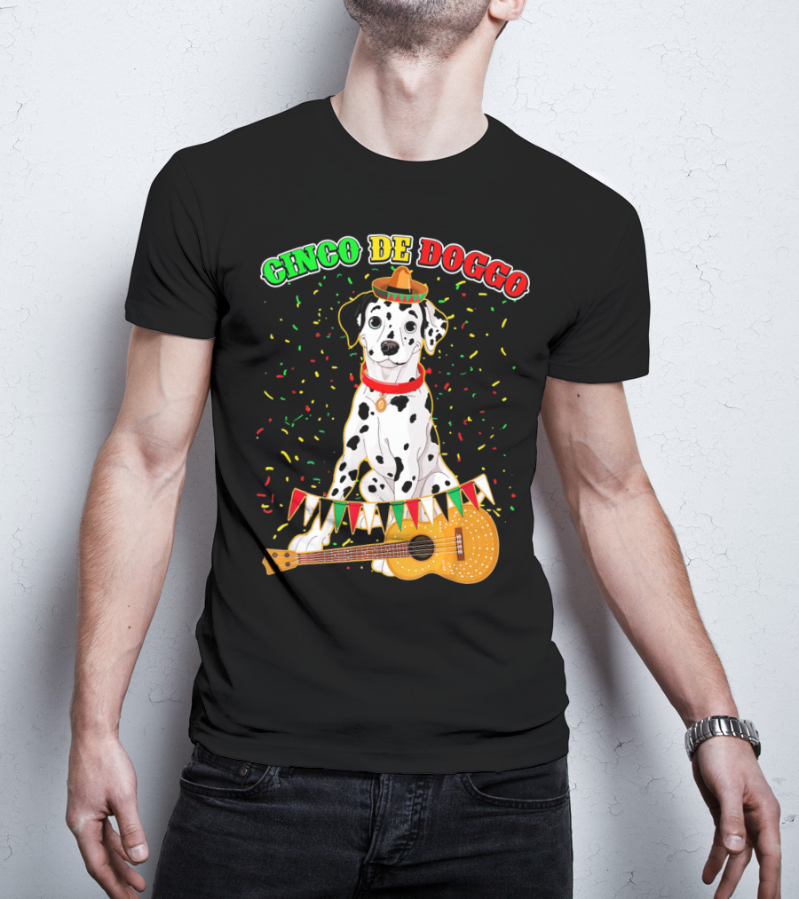 Cinco De Doggo Dalmatian Sombrero Guitar Confetti T-Shirt
