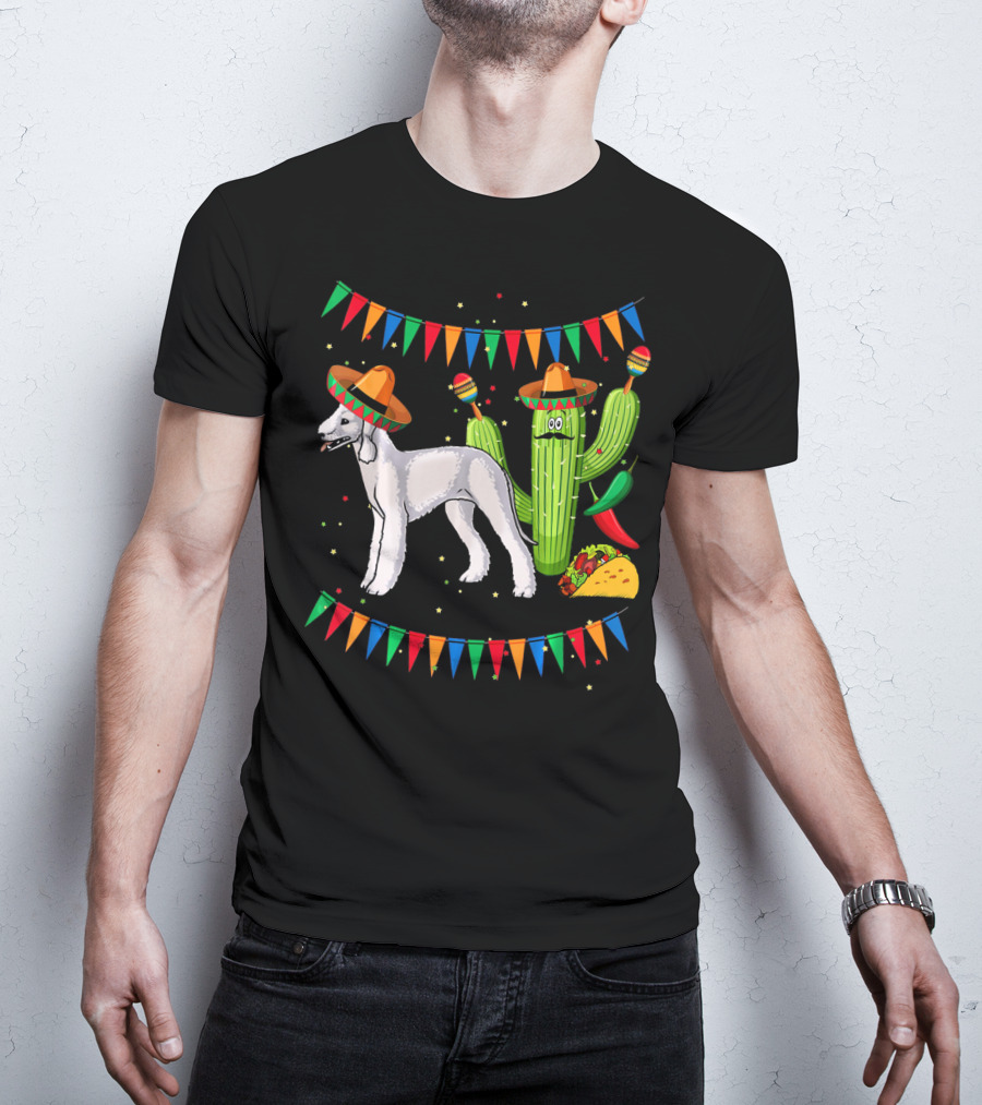 Sombrero Bedlington Terrier Dog Cactus Fiesta Mexico T-Shirt
