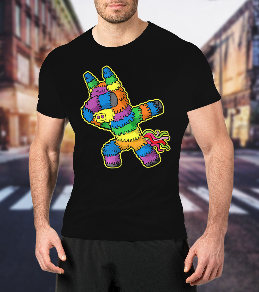 Dabbing Pinata Rainbow Colors Cinco De Mayo Kids Fun T-Shirt