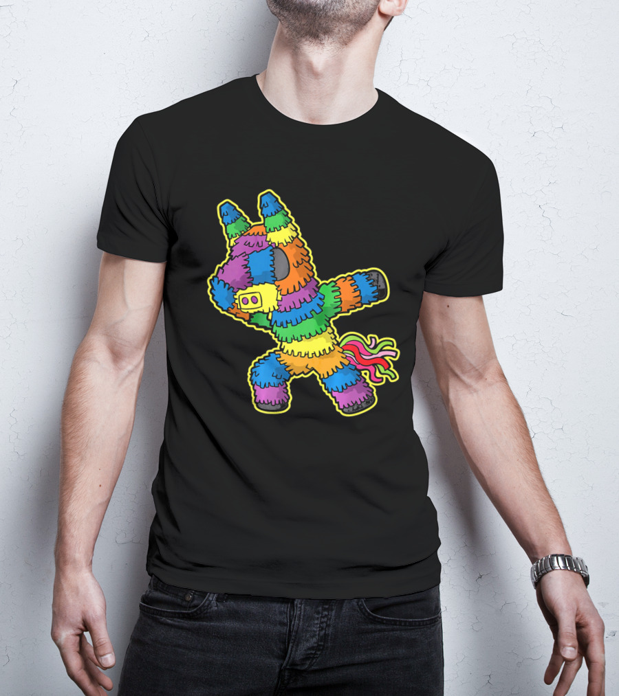 Dabbing Pinata Rainbow Colors Cinco De Mayo Kids Fun T-Shirt