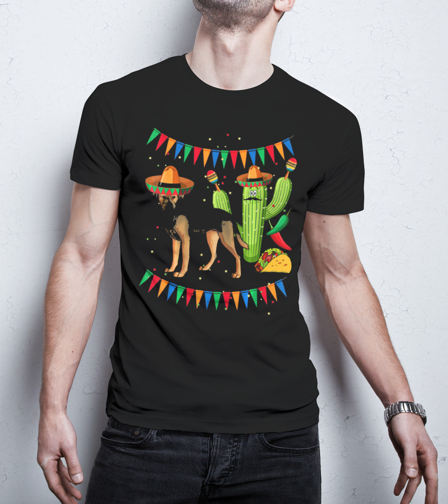 Sombrero Border Terrier Dog Mexico Cinco De Mayo Cactus Taco Fiesta T-Shirt