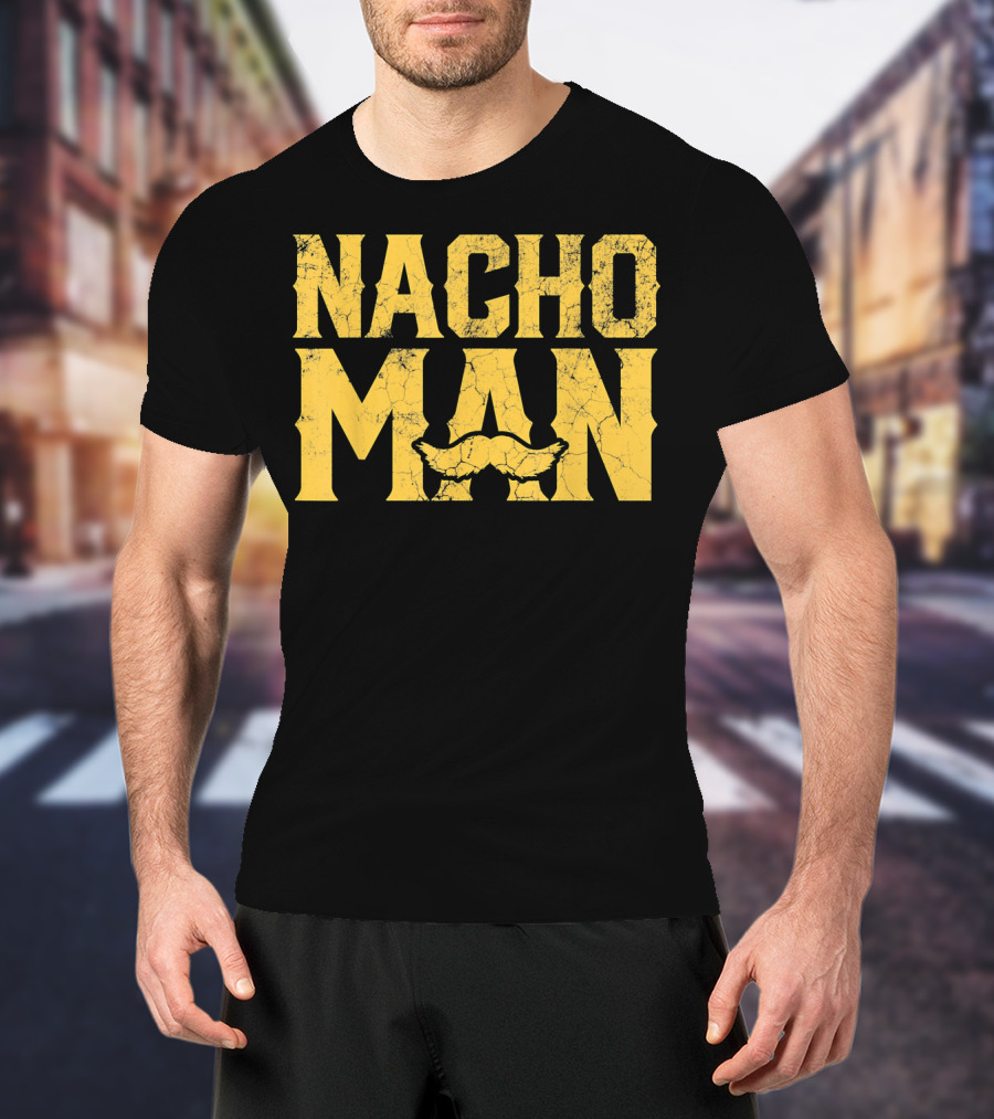 NACHO MAN Funny Cinco De Mayo Comic Style Mustache T-Shirt