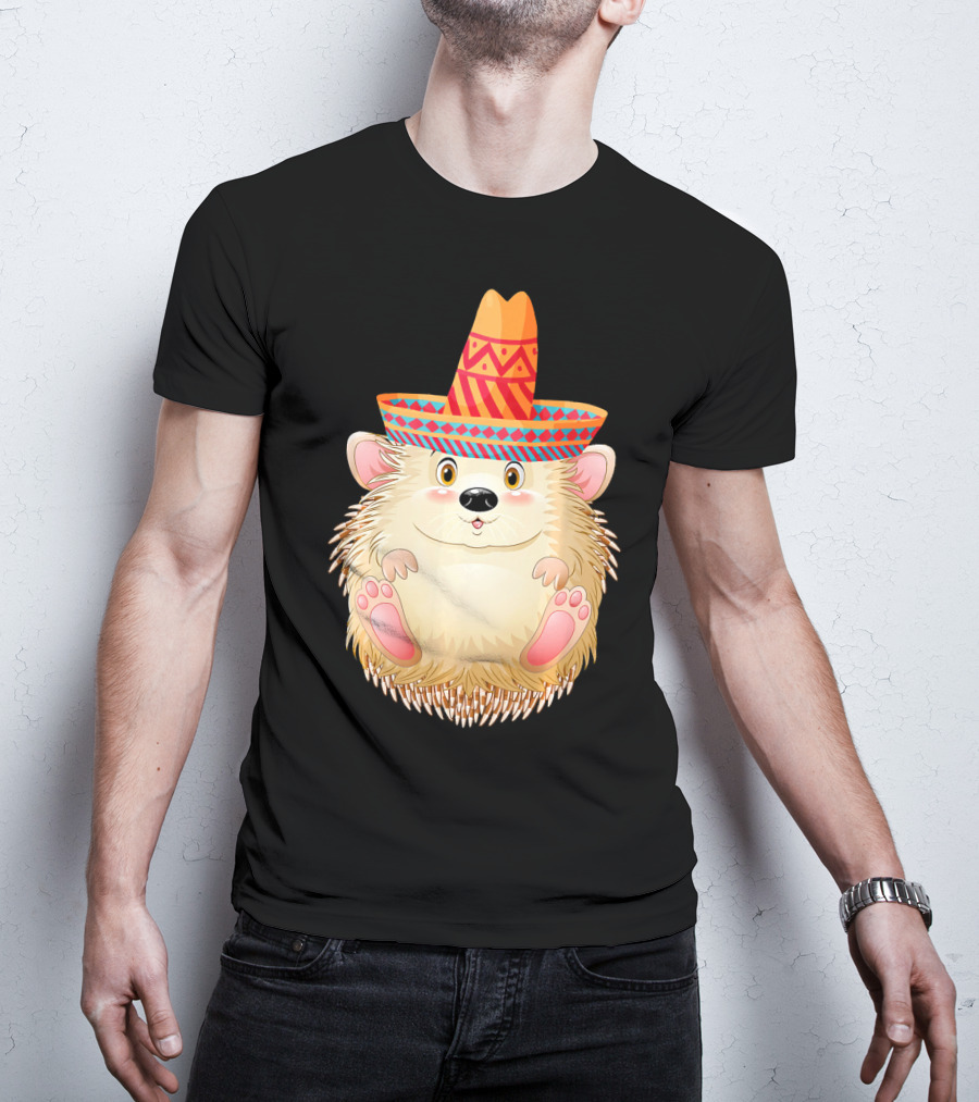 Sombrero Porcupine Mexican Fiesta Vibes T-Shirt