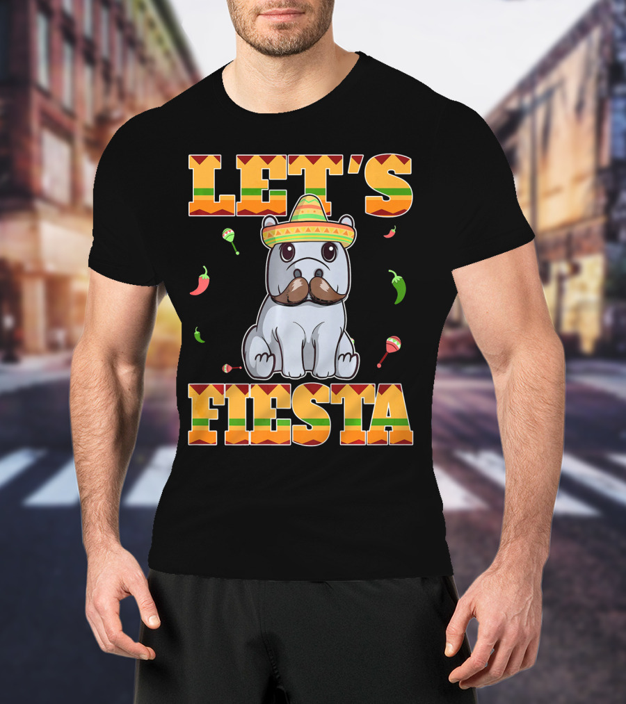 Let's Fiesta Hippopotamus Sombrero Peppers Maracas Cinco De Mayo T-Shirt