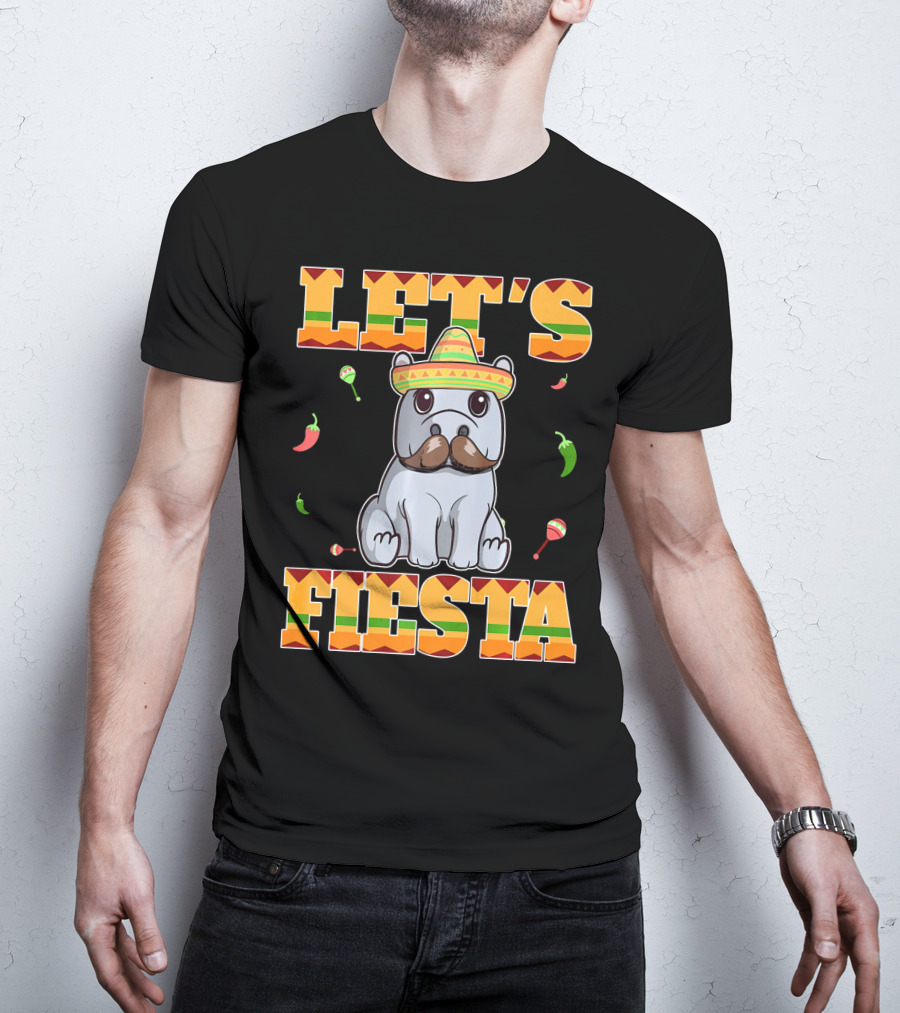 Let's Fiesta Hippopotamus Sombrero Peppers Maracas Cinco De Mayo T-Shirt