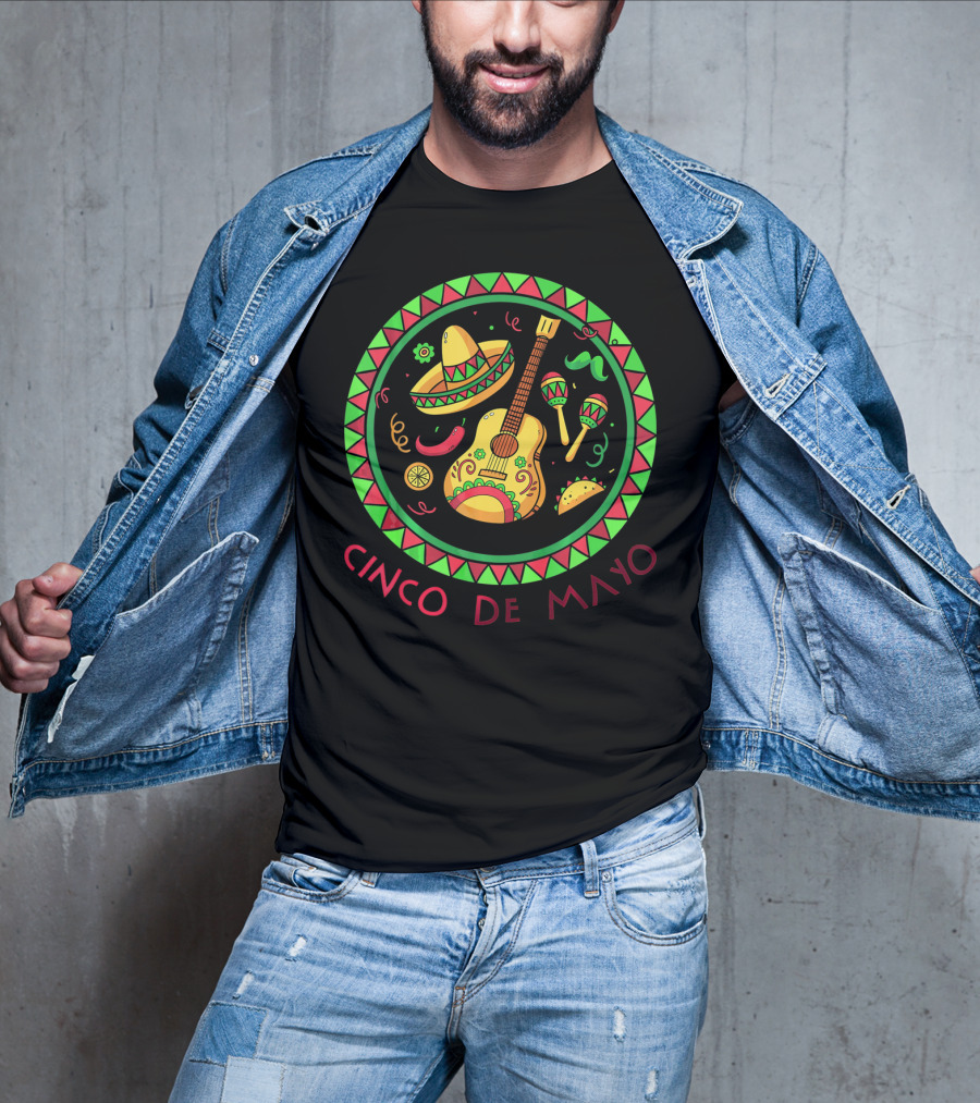 Cinco De Mayo Sombrero Guitar And Maracas Fiesta T-Shirt