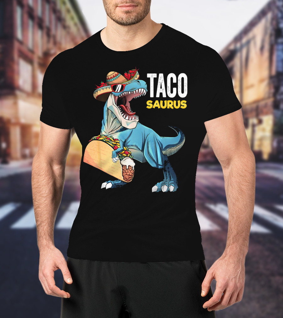 Taco Tuesday Cinco De Tacosaurus Dinosaur Sombrero T-Shirt
