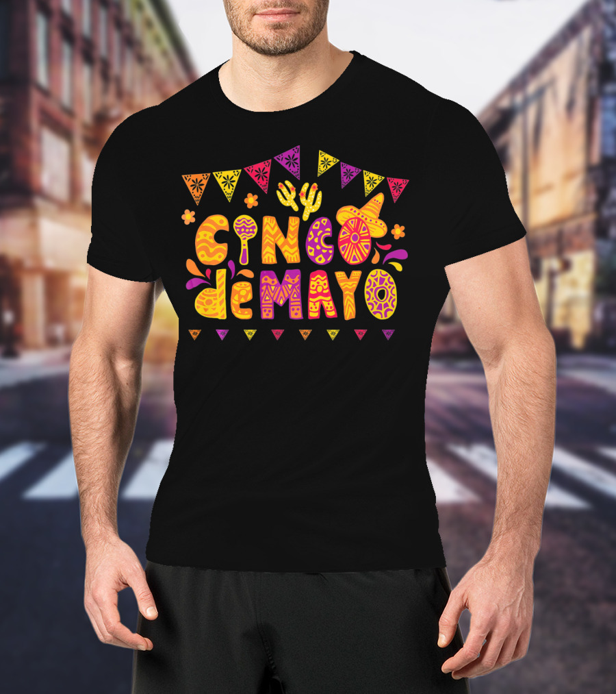Cinco De Mayo Fiesta Celebration With Cactus And Sombrero T-Shirt