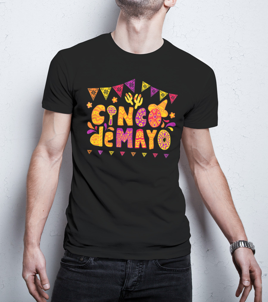 Cinco De Mayo Fiesta Celebration With Cactus And Sombrero T-Shirt