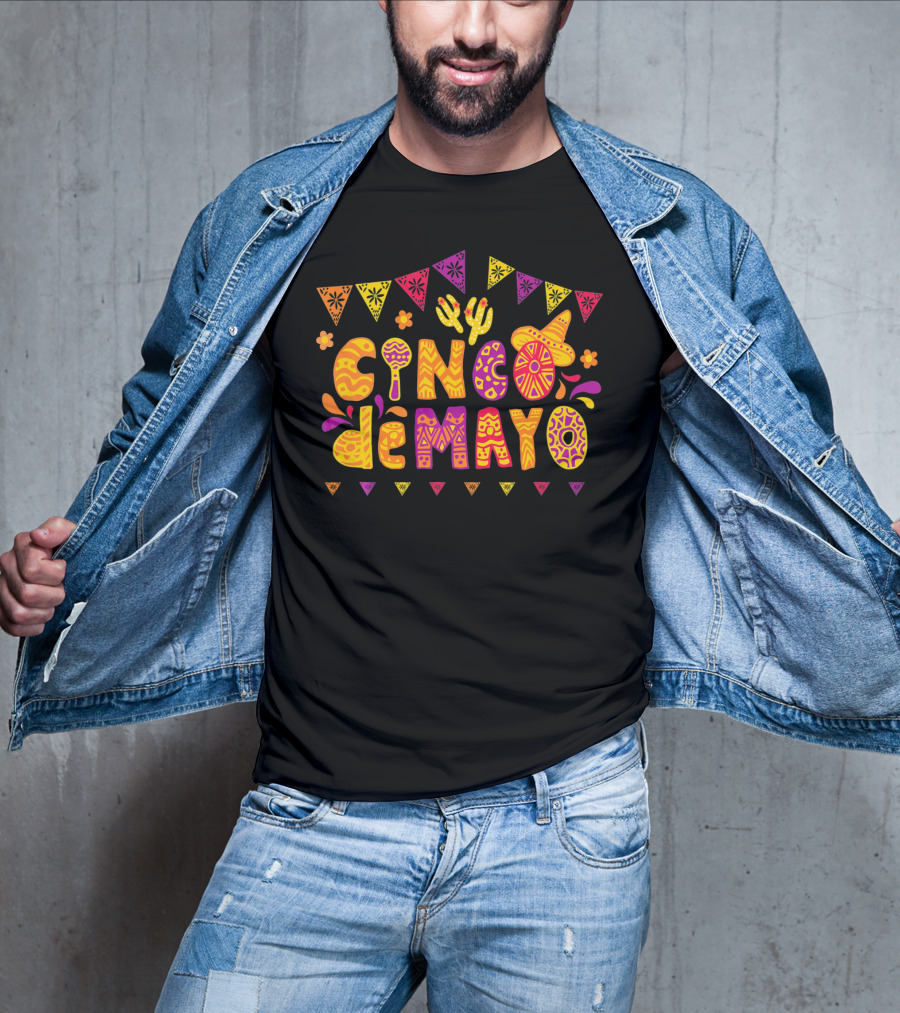 Cinco De Mayo Fiesta Celebration With Cactus And Sombrero T-Shirt