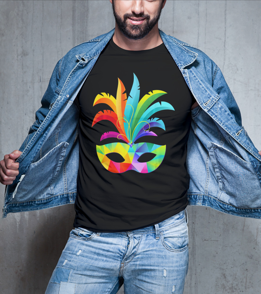 Colorful Carnival Mask Carnaval Rio De Janeiro Feathered Festival T-Shirt