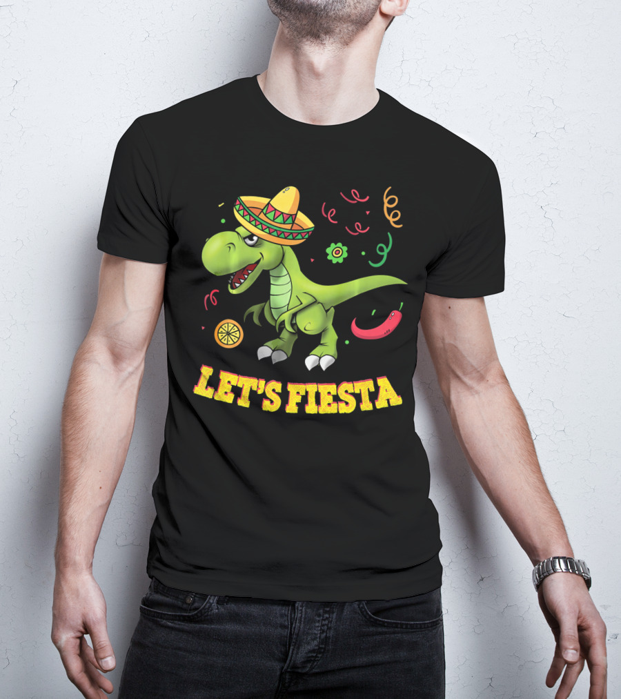 Let's Fiesta T Rex Cinco De Mayo Tyrannosaurus Sombrero T-Shirt
