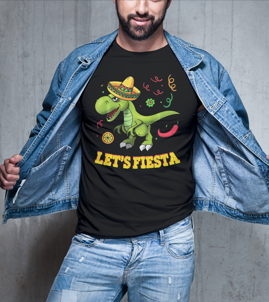 Let's Fiesta T Rex Cinco De Mayo Tyrannosaurus Sombrero T-Shirt