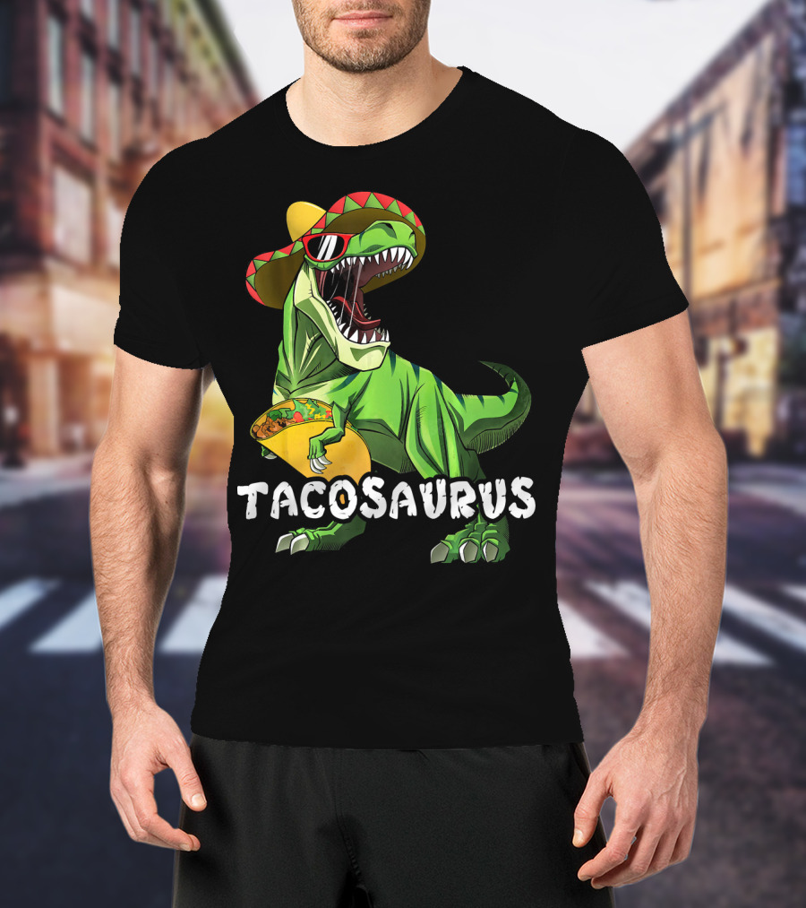 Tacosaurus Cinco De Mayo Rex Tac Dinosaur Sombrero Taco T-Shirt