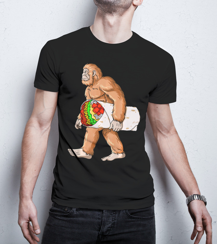 Bigfoot Carrying Burrito Sasquatch Cinco De Mayo T-Shirt