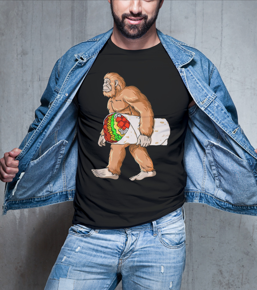 Bigfoot Carrying Burrito Sasquatch Cinco De Mayo T-Shirt