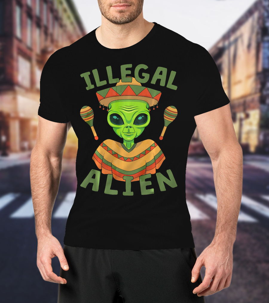 Illegal Alien In Sombrero With Maracas For Cinco De Mayo T-Shirt