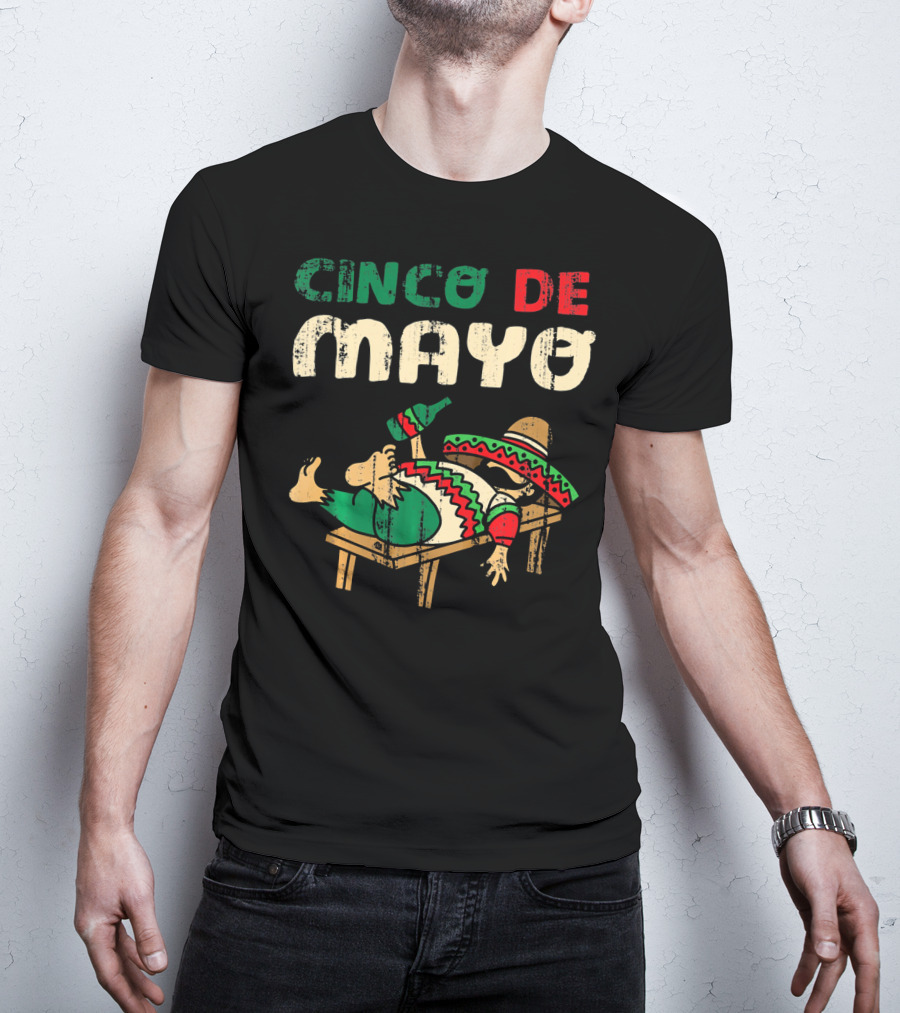 Cinco De Mayo Festive Celebration Sombrero And Poncho T-Shirt