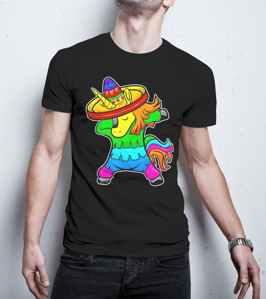 Cinco De Mayo Dabbing Unicorn Sombrero Fiesta T-Shirt