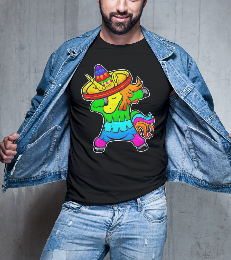 Cinco De Mayo Dabbing Unicorn Sombrero Fiesta T-Shirt