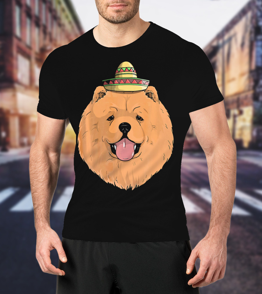 Chow Chow Dog Sombrero Fiesta Cinco De Mayo T-Shirt