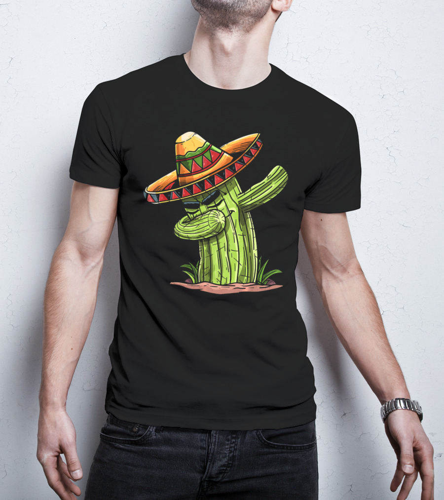 Dabbing Cactus Sombrero Funny Cinco De Mayo T-Shirt