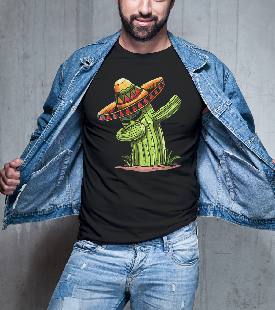 Dabbing Cactus Sombrero Funny Cinco De Mayo T-Shirt