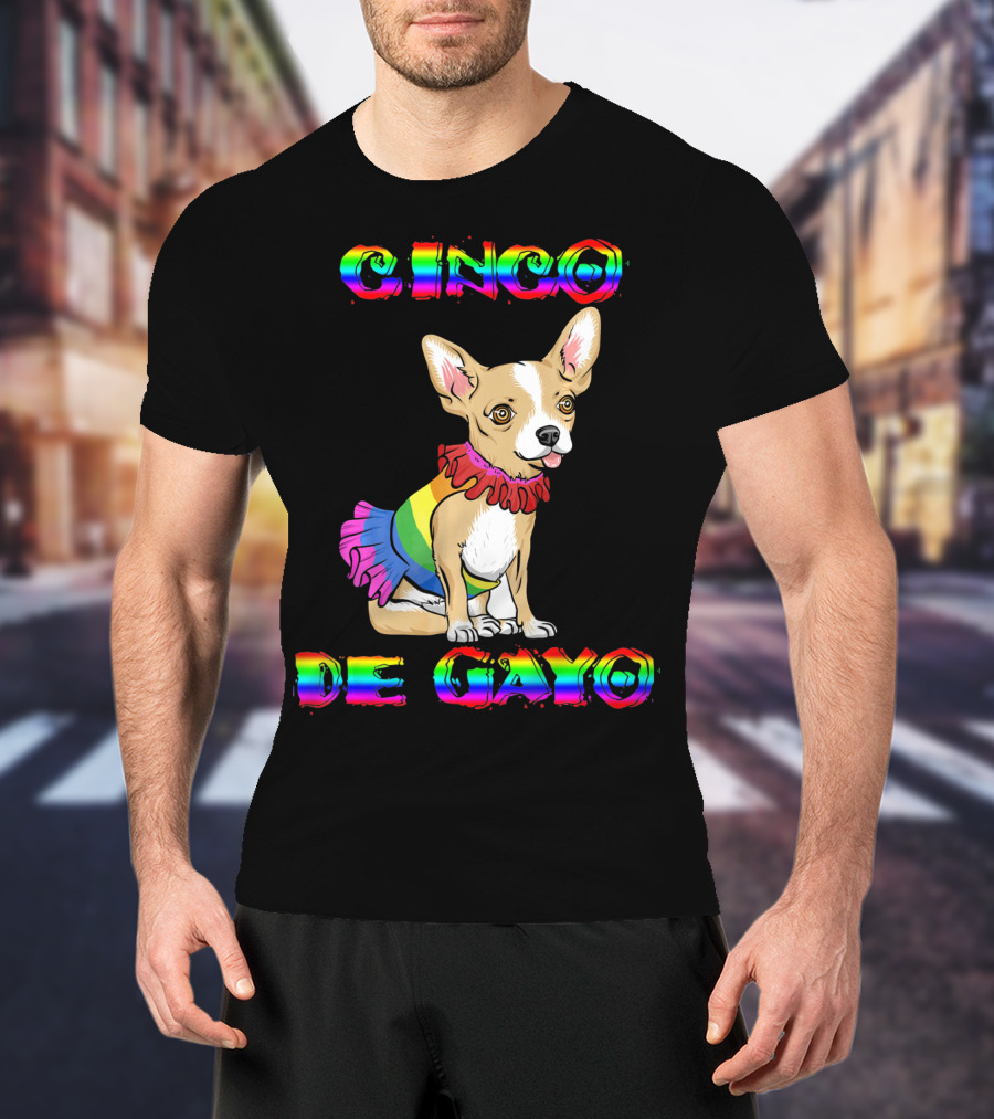 Cinco De Mayo Cinco De Gayo Rainbow Chihuahua T-Shirt
