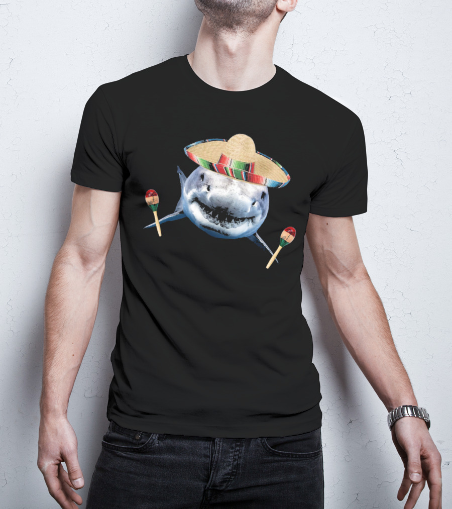 Cinco De Mayo Shark With Sombrero And Maracas T-Shirt