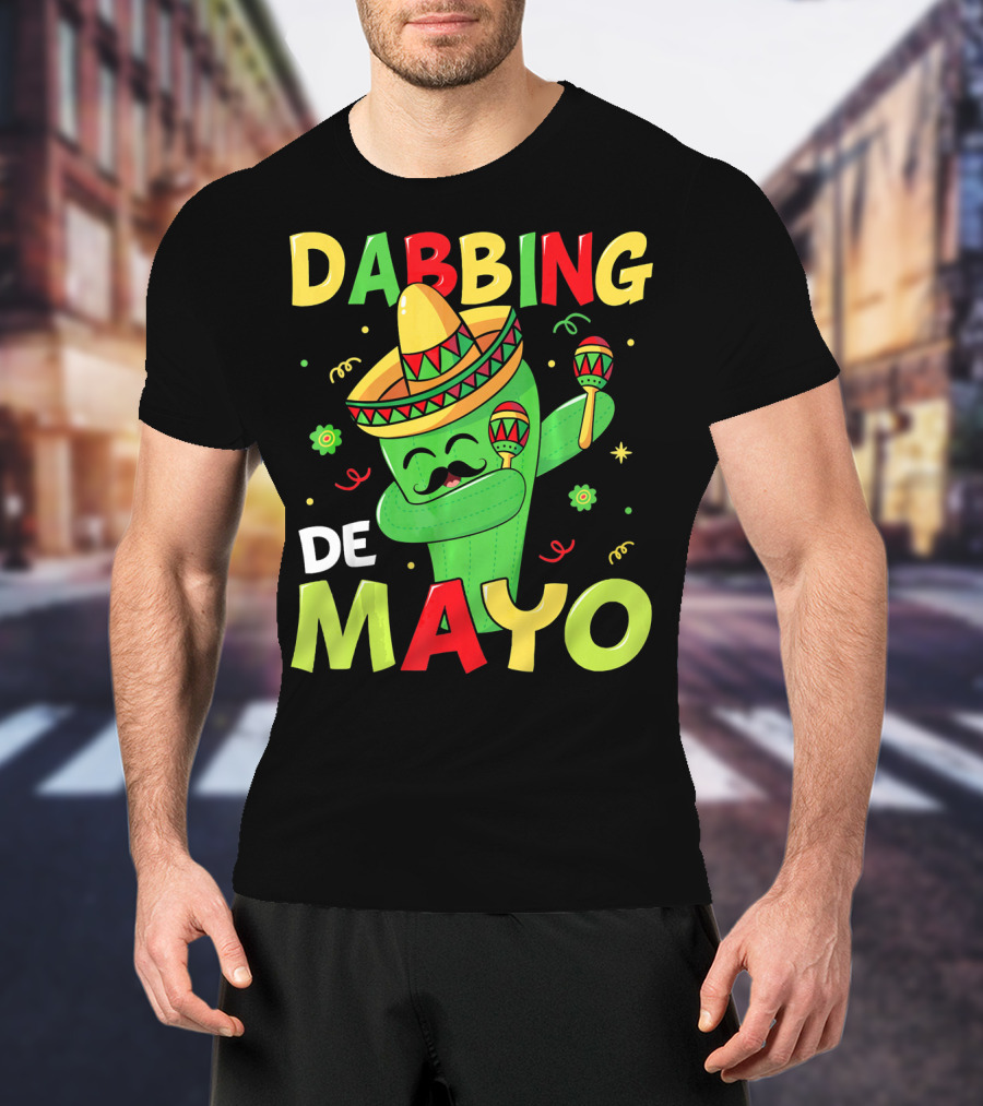 Dabbing Cactus Cinco De Mayo Sombrero Maracas T-Shirt