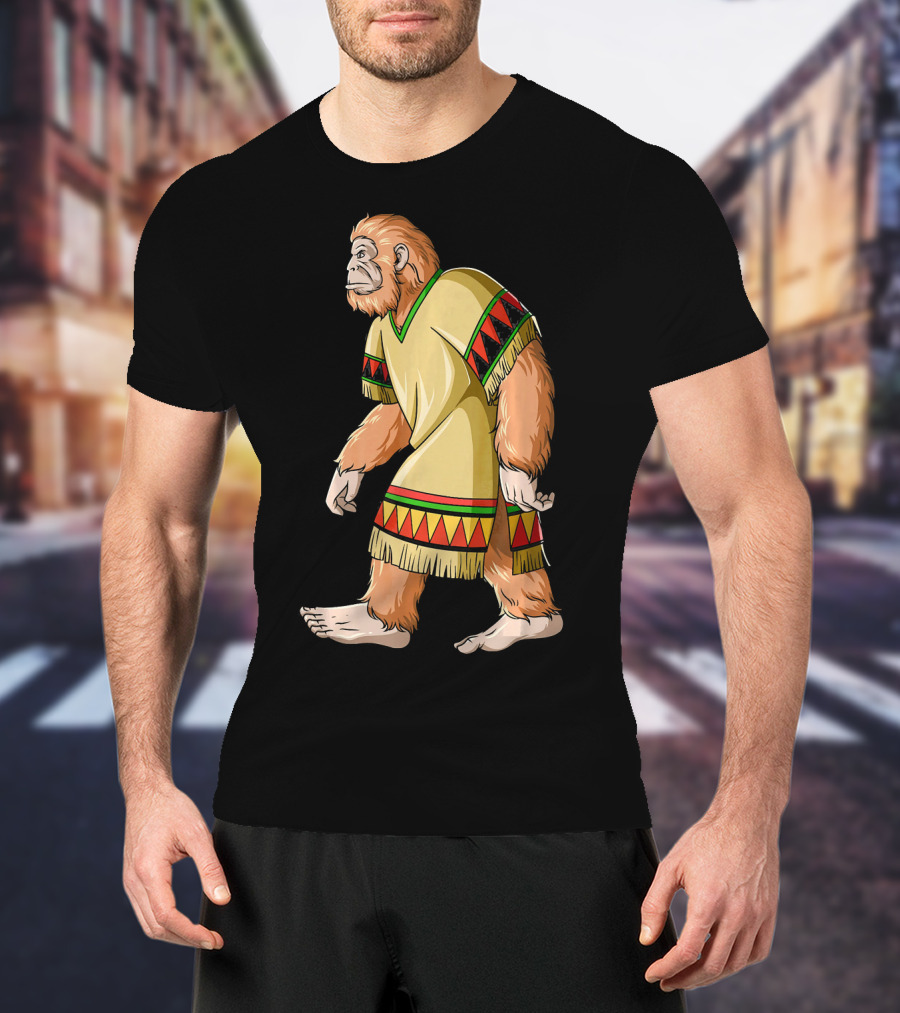 Bigfoot Sasquatch In Mexican Poncho Cultural Attire T-Shirt