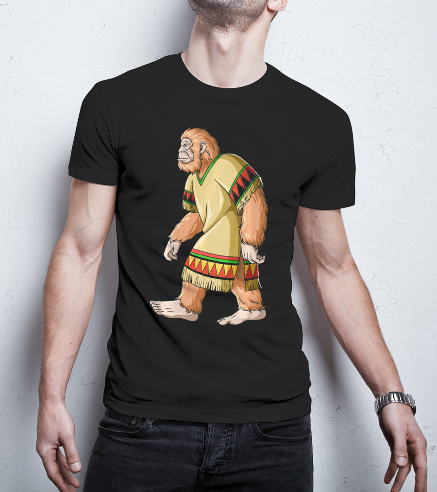 Bigfoot Sasquatch In Mexican Poncho Cultural Attire T-Shirt