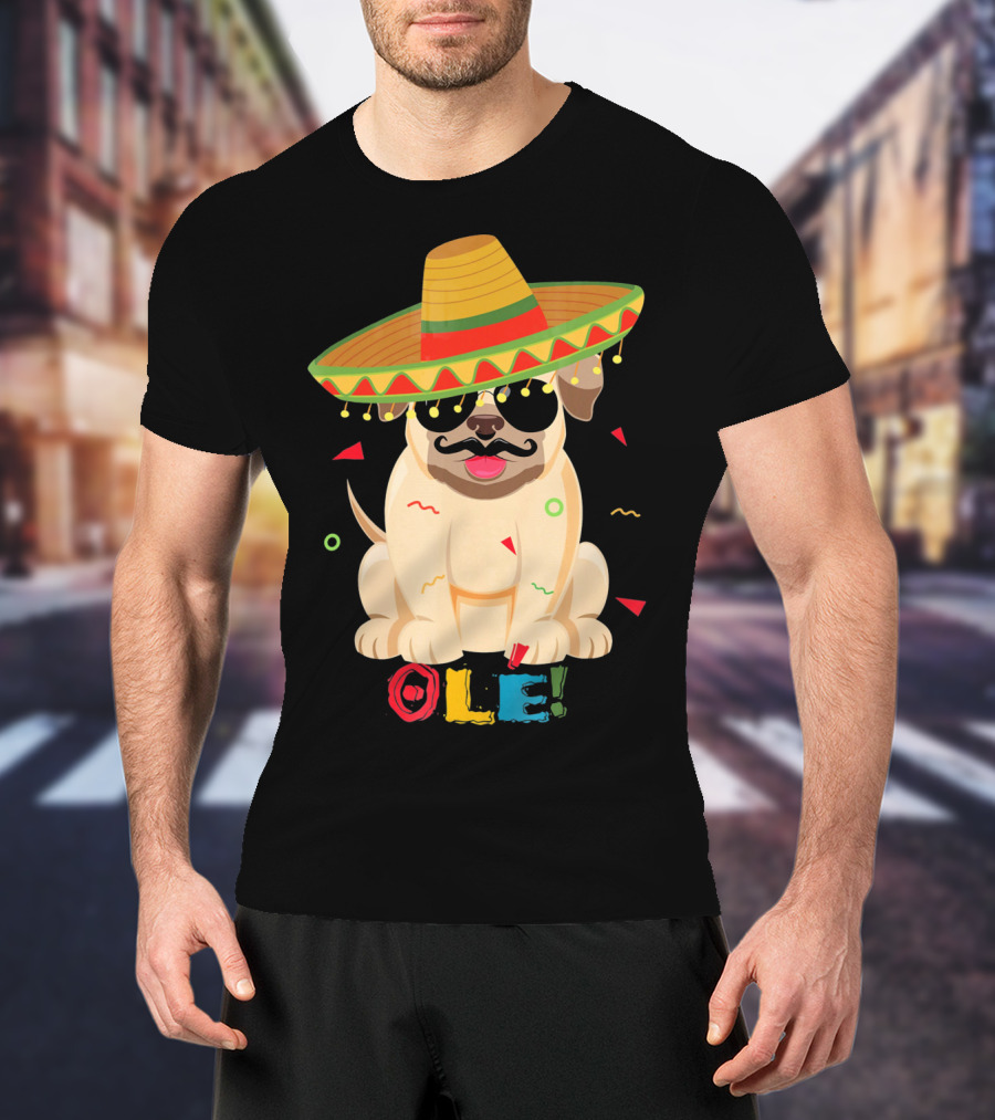 Ole Pug Sombrero Cinco De Mayo Dog T-Shirt