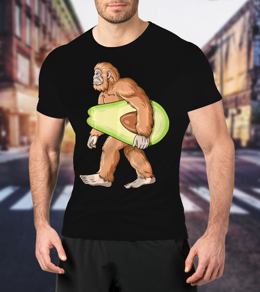 Bigfoot Carrying Avocado Sasquatch Cinco De Mayo Humor T-Shirt