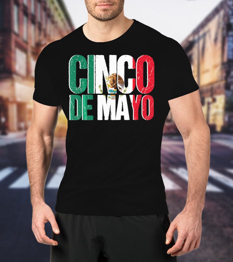 Cinco De Mayo Mexican Flag Colors With Eagle Emblem T-Shirt