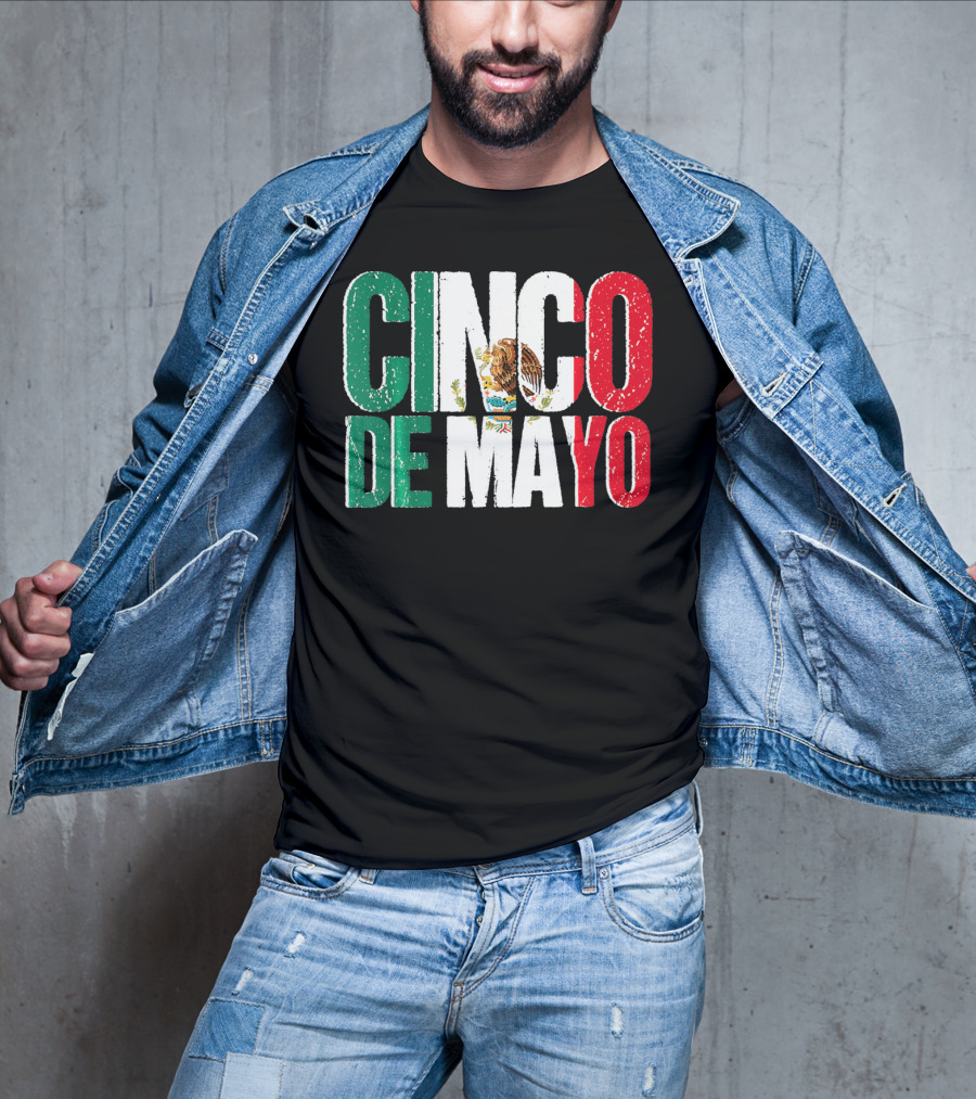 Cinco De Mayo Mexican Flag Colors With Eagle Emblem T-Shirt