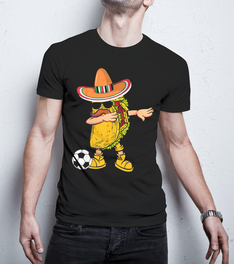Dabbing Soccer Taco With Sombrero Cinco De Mayo Dab T-Shirt