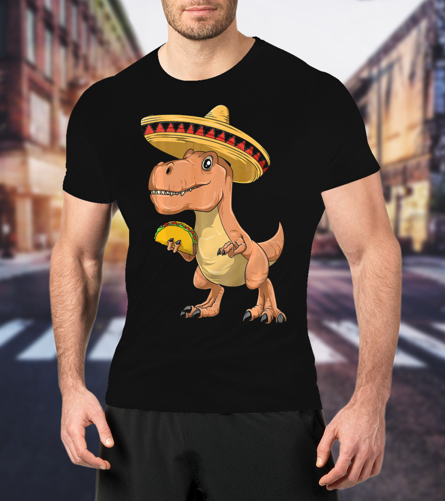 Dinosaur Taco Mexican Sombrero Dinosaur T-Shirt