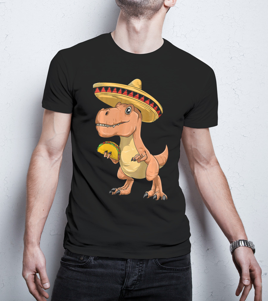 Dinosaur Taco Mexican Sombrero Dinosaur T-Shirt