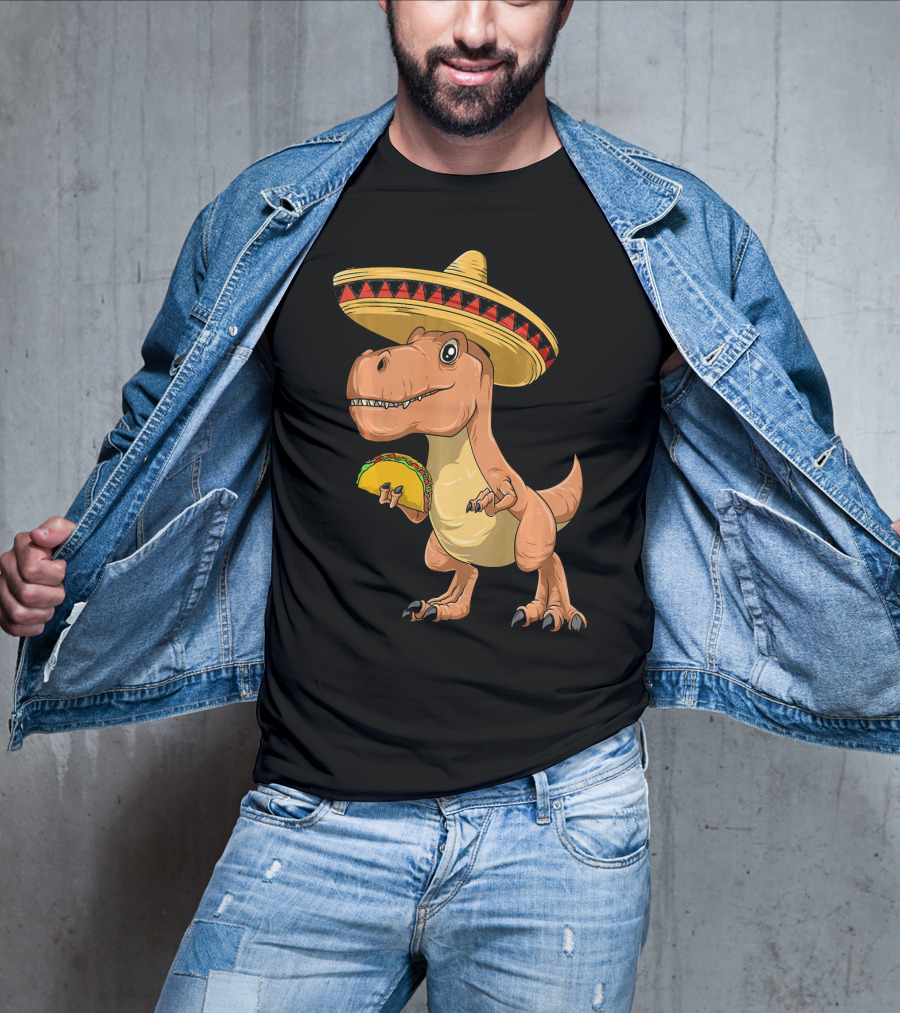 Dinosaur Taco Mexican Sombrero Dinosaur T-Shirt