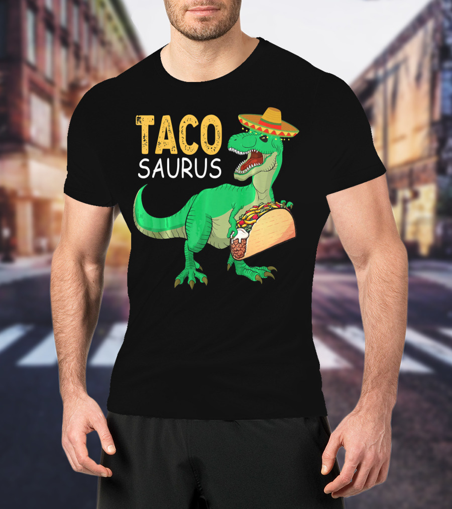 Taco Tacosaurus Dinosaur Sombrero Mexican Cinco De Mayo T-Shirt