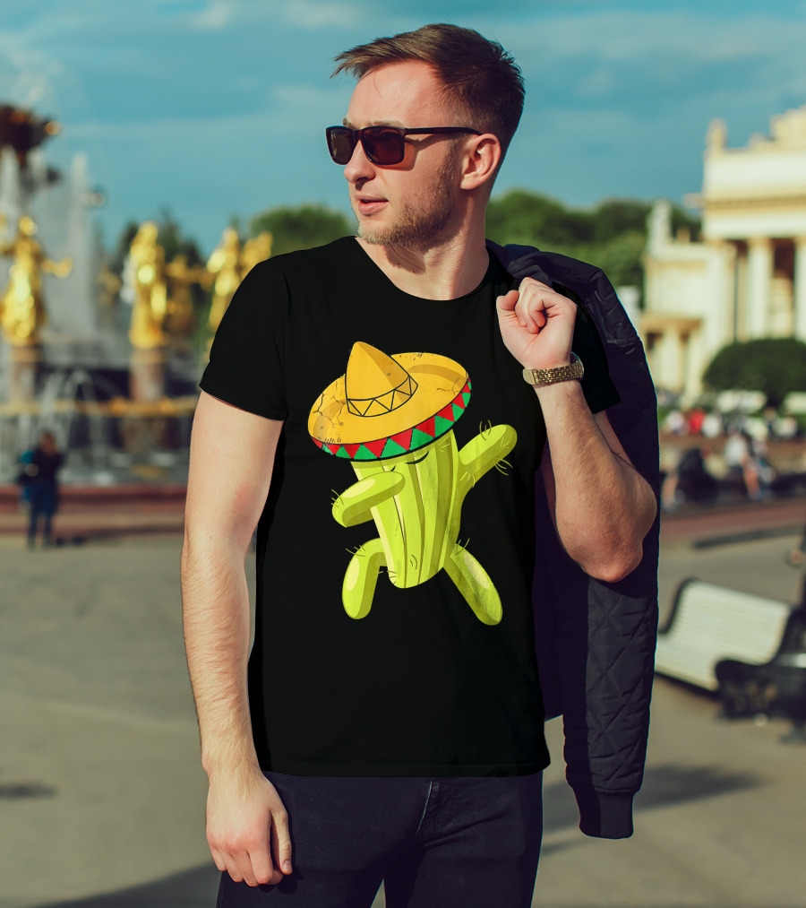 Dancing Cactus With Sombrero Funny Cinco De Mayo For Son T-Shirt