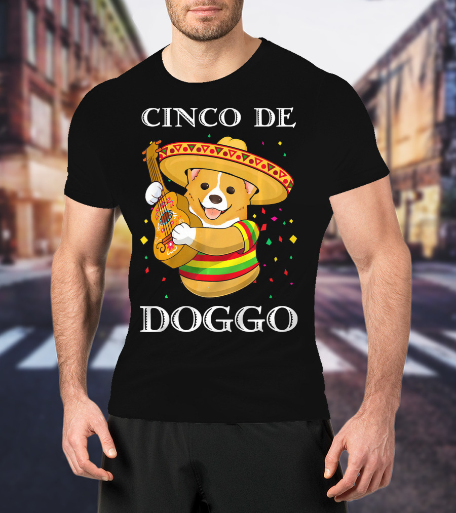 Cinco De Doggo Funny Corgi Guitar Fiesta T-Shirt