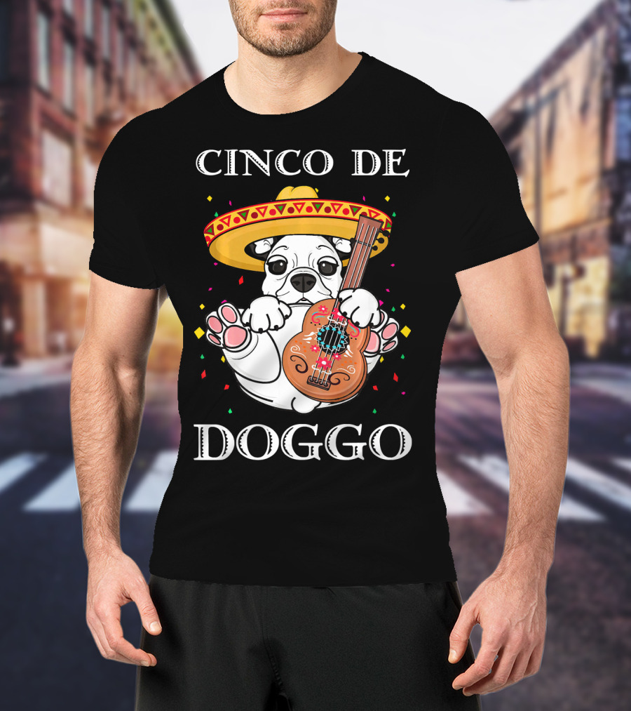 Cinco De Doggo Funny French Bulldog Guitar T-Shirt
