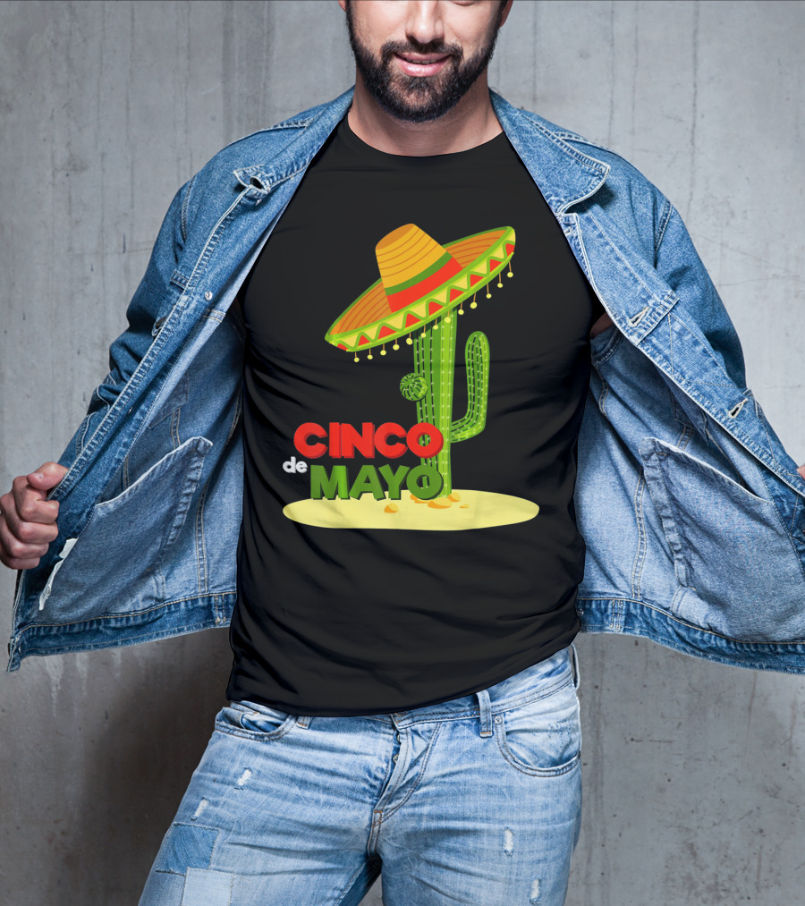 Fiesta Cinco De Mayo Cactus With Sombrero T-Shirt