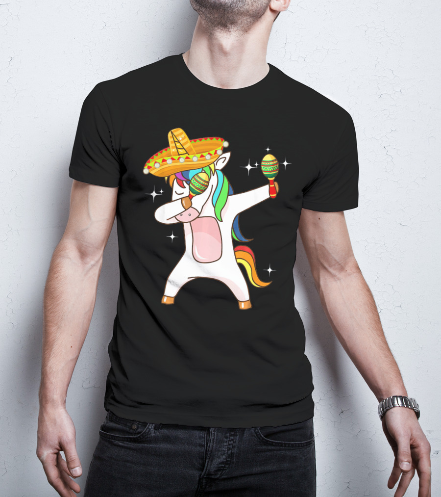 Dabbing Unicorn Sombrero Maracas Cinco De Mayo T-Shirt